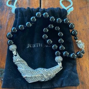 Judith Jack black bead and marcasite necklace